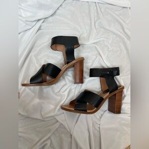 Madewell black Leather Block High Heel Sandal size 7
